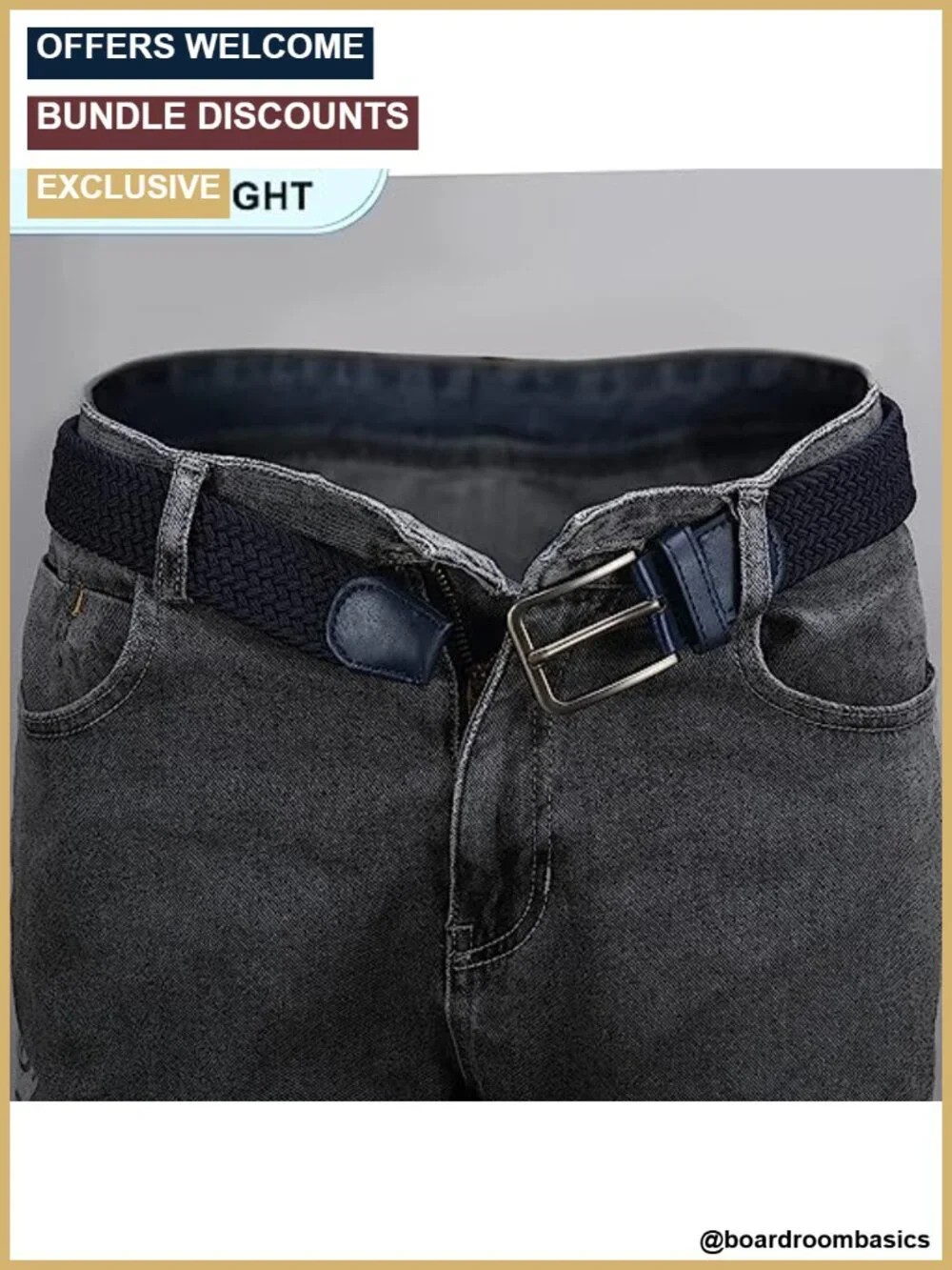 Braided Stretch Belt for Men, Elastic Woven Fabric Belt, No Hole, Casual & Golf